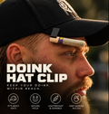 Doink Hat Clip product graphic showing the clip holding a rolled filter